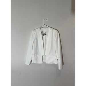 MNG Basics Womens White Collarless Blazer Jacket Size M
